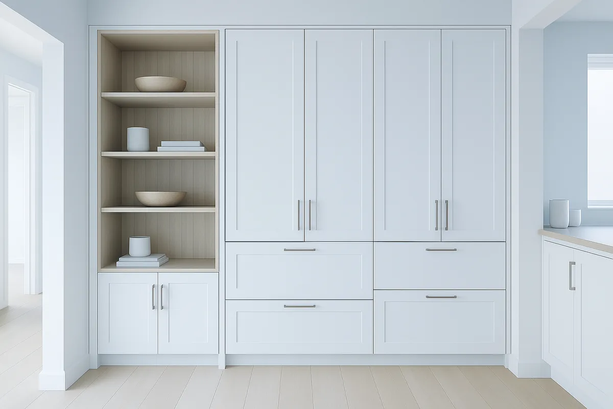 Quiet built-in cabinetry detail used as a neutral policy-page background
