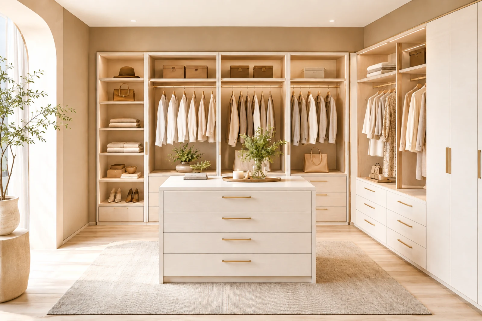 Custom closet storage and wardrobe organization concept